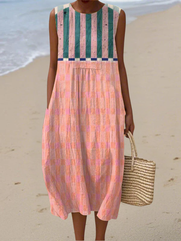 Juliette | Robe Midi Rayée Pastel
