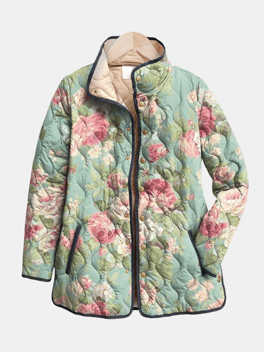 Aurore | Veste Matelassée à Motifs Floraux Rétro