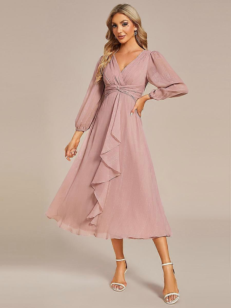 Celeste | Shimmer Chiffon Tea-Length Robe
