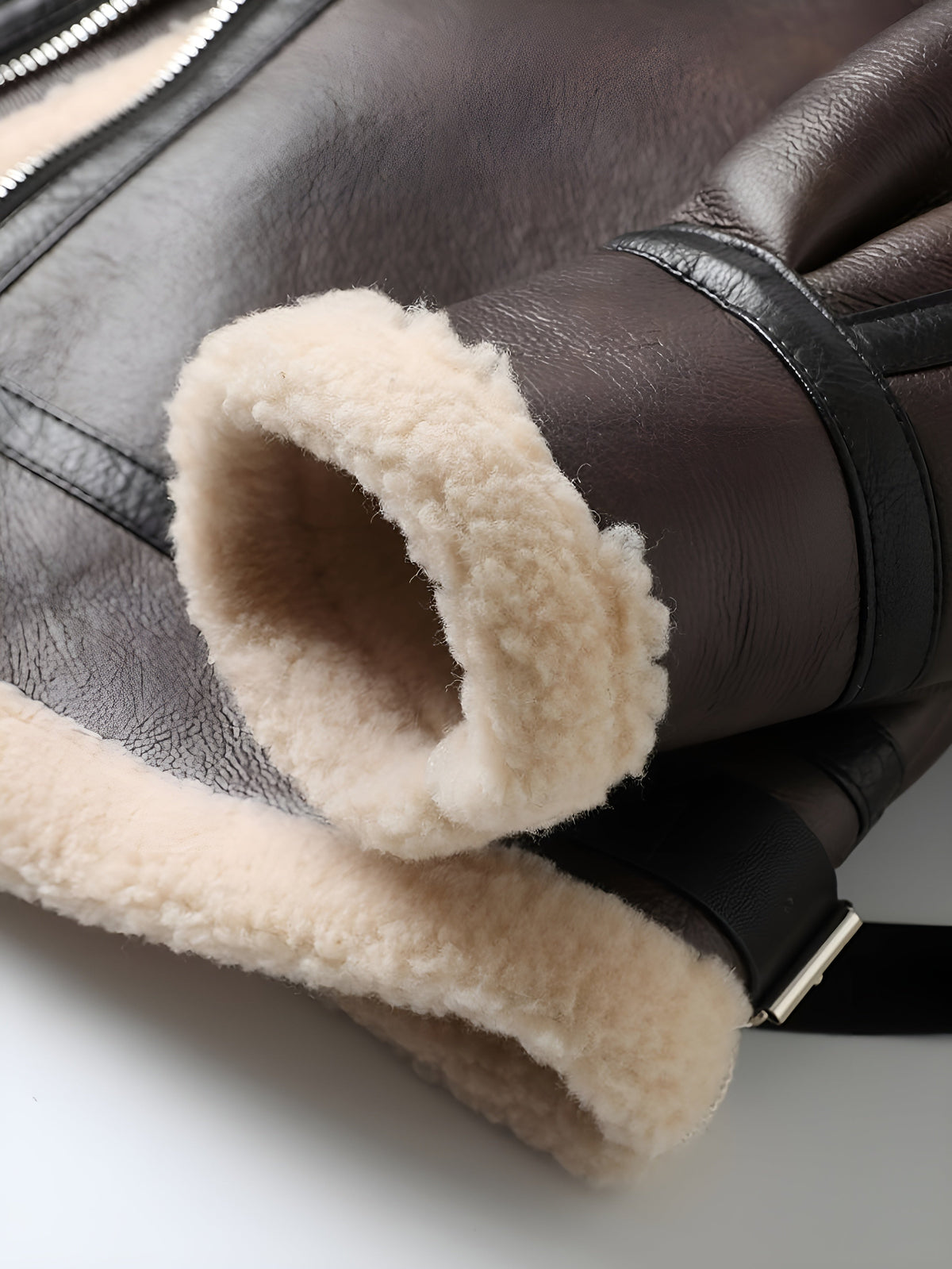 Aurèle | Veste Motard Shearling Marron