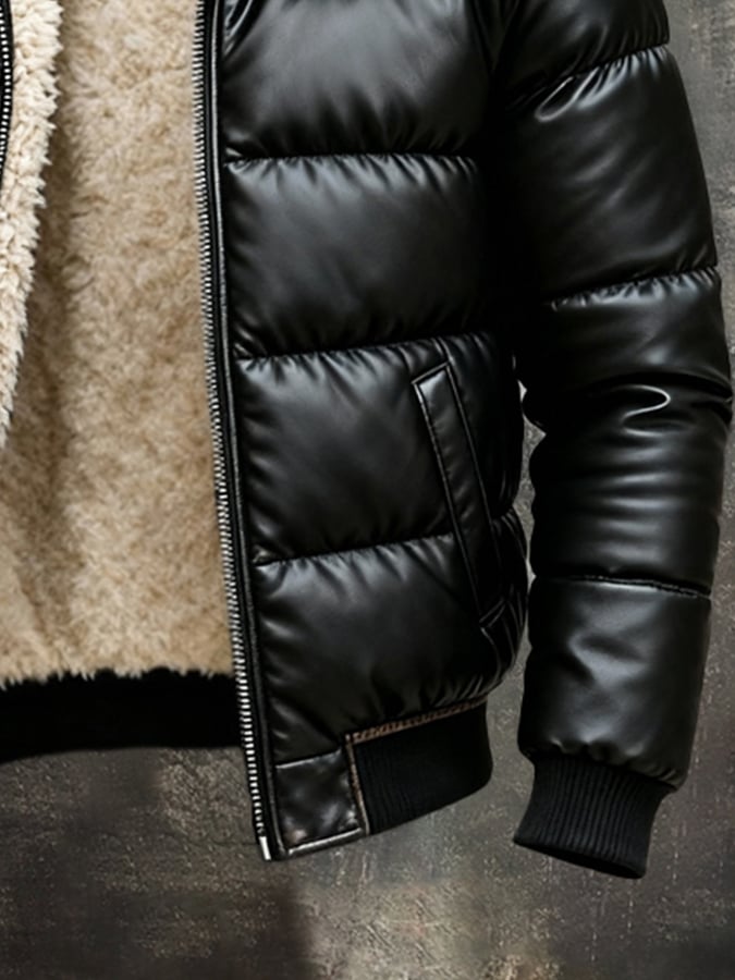 Céline | Veste en Cuir à Doublure Sherpa