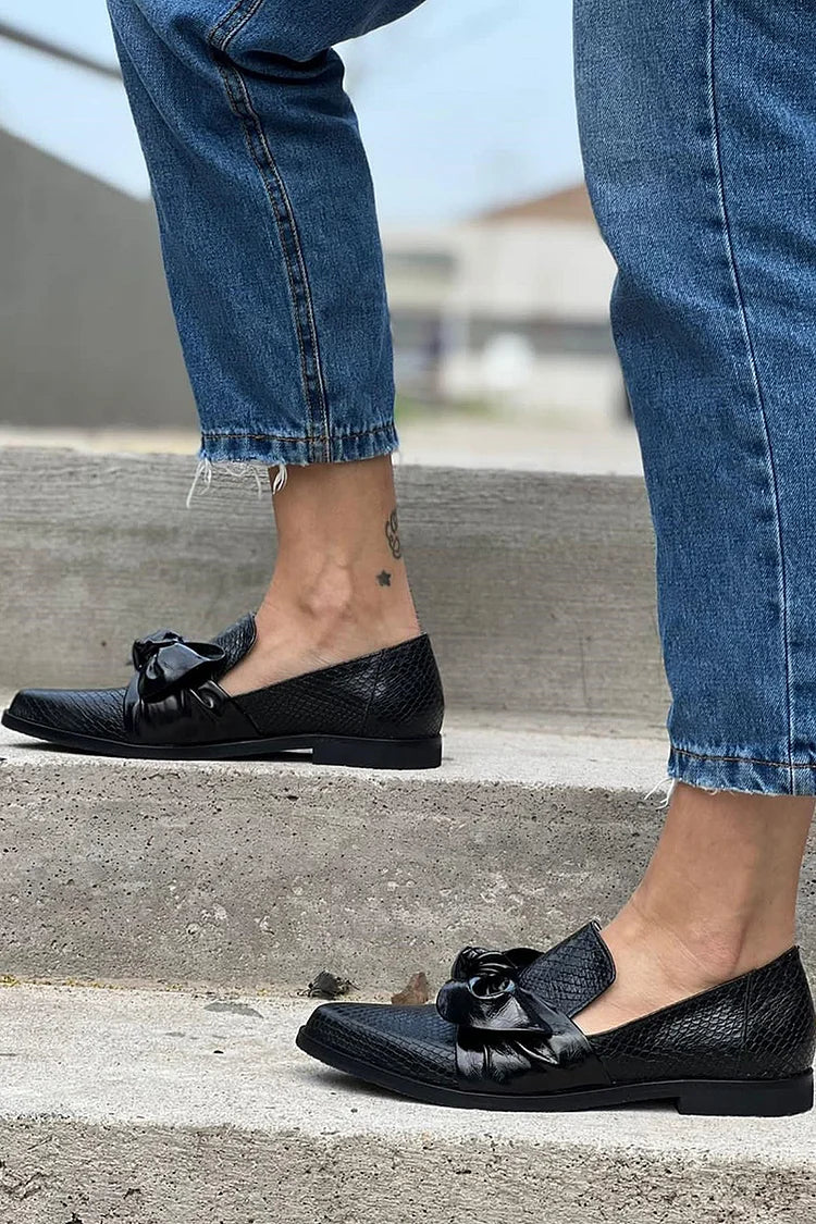 Gabrielle | Bow-Détail Patent Mocassins