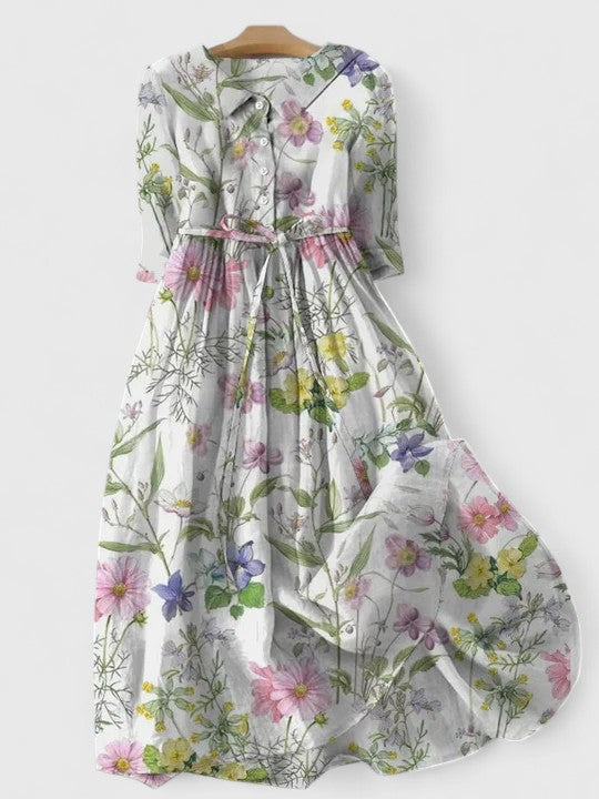 Camille | Robe Mi-Longue en Lin Ajustable