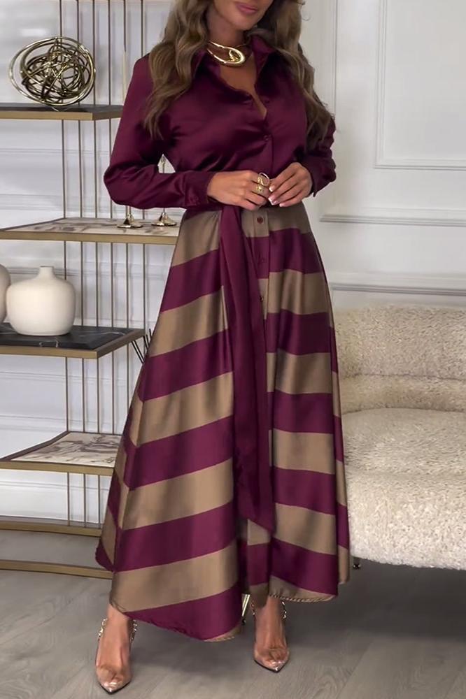 Camila | Long Rayé Robe Longue