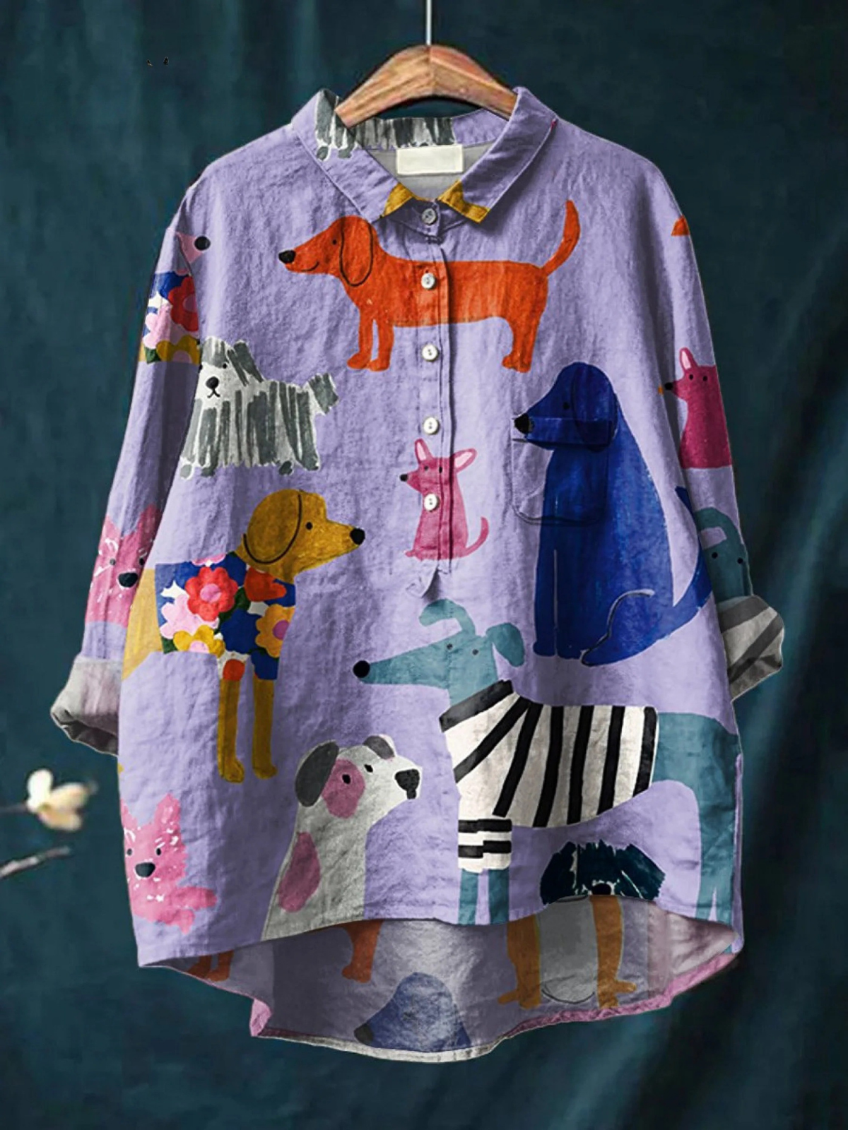 Camille | Chemise Imprimé Artistique Chien