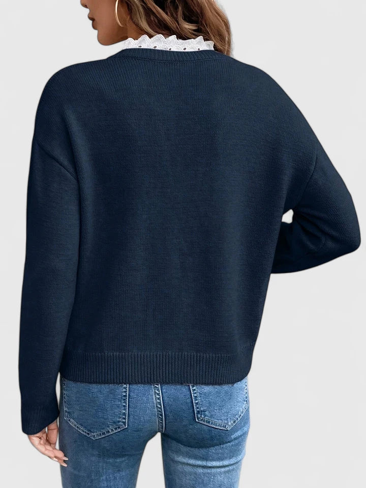 Delphine | Dentelle-Trimmed Décontracté Blouse