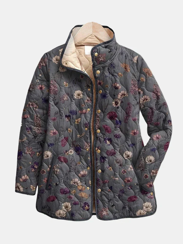 Léa | Veste Matelassée à Imprimé Floral Vintage