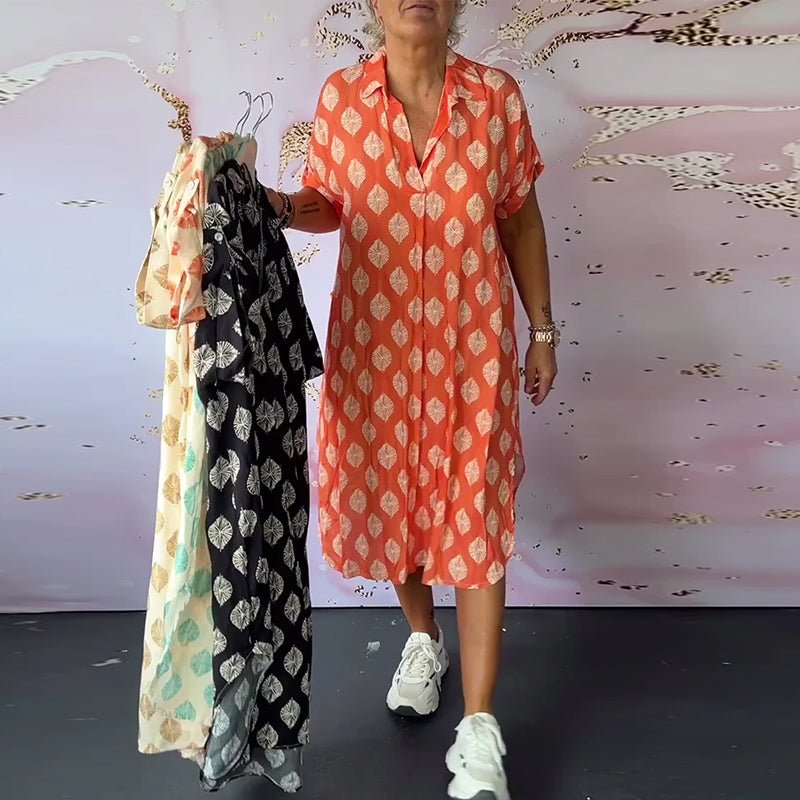 Valentina | Imprimé Mi-Longue Robe Chemise