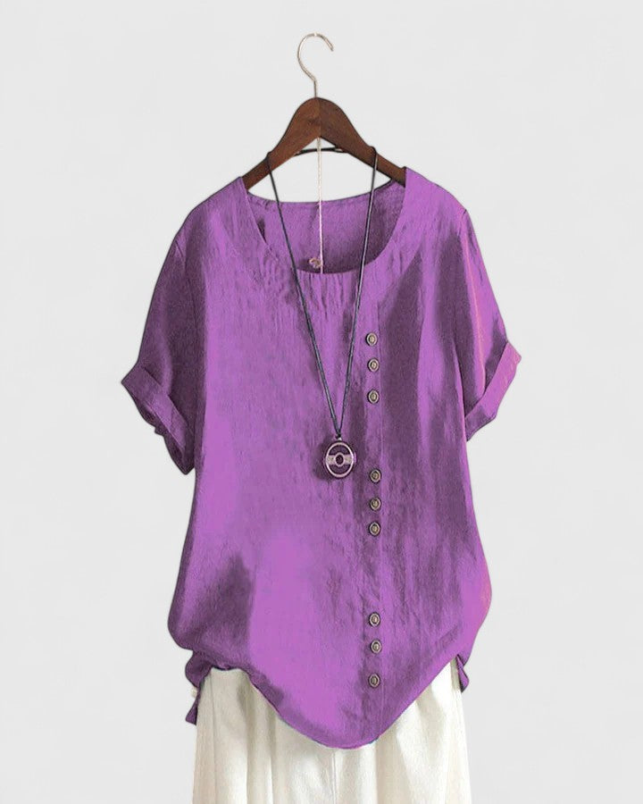 Noelle | Manches Courtes Button Blouse