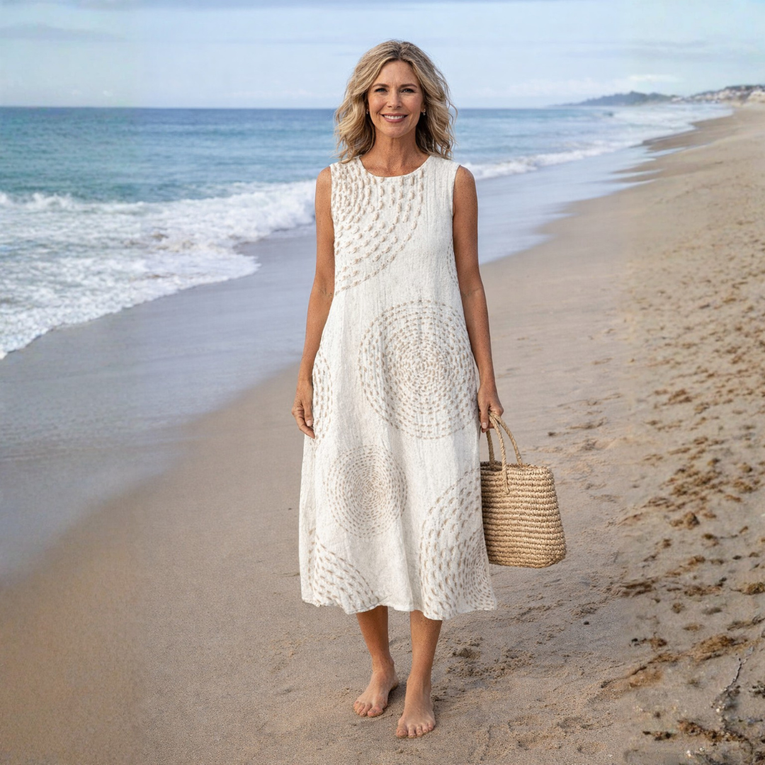Margot | Robe Midi Imprimée Sans Manches