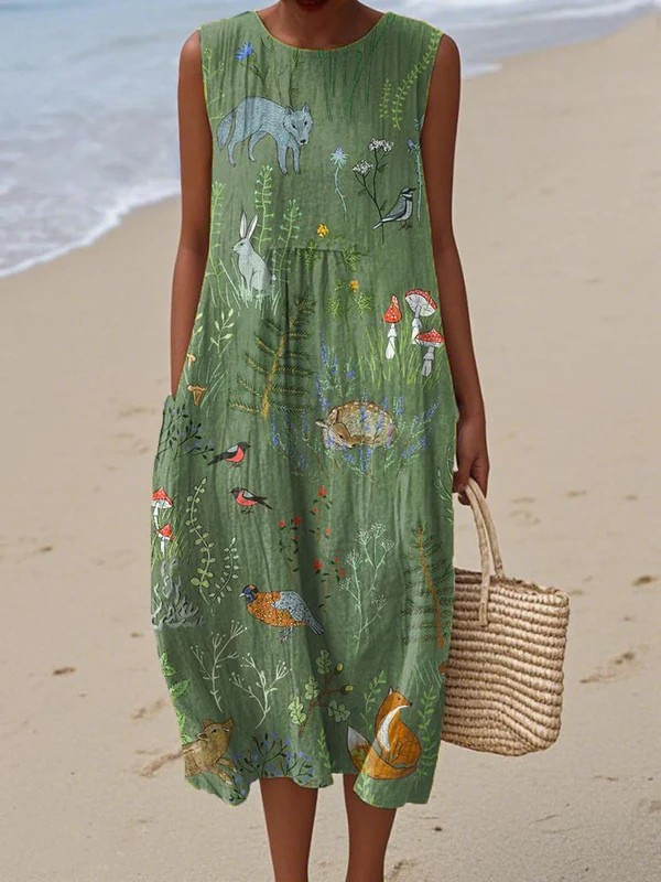 Émilie | Robe Midi Motif Boisé