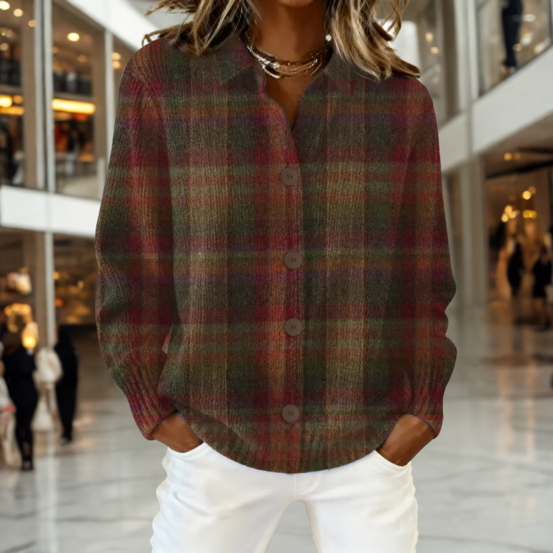 Sophia | Rustic Écossais Ouvert Devant Cardigan