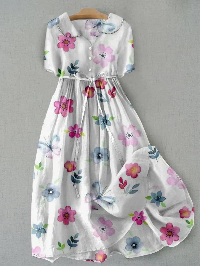 Zara | Floral Waist-Tie Robe Mi-Longue