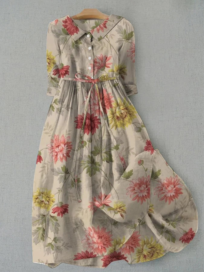 Lena | Vintage Floral Boutonnée Robe