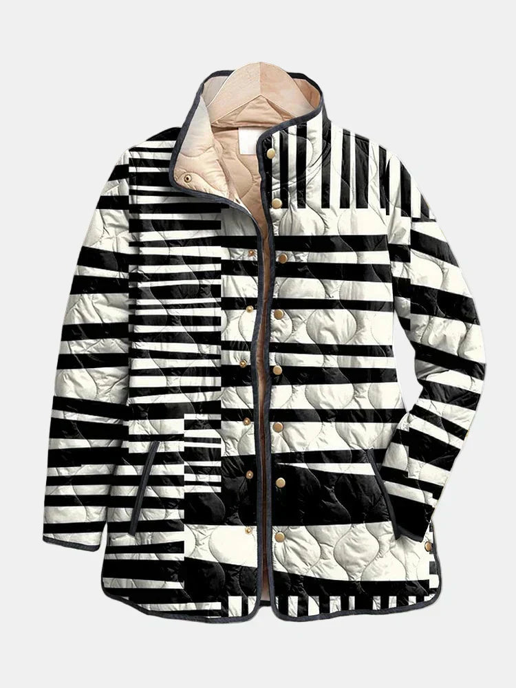 Juliette | Veste Matelassée Graphique Noir et Blanc