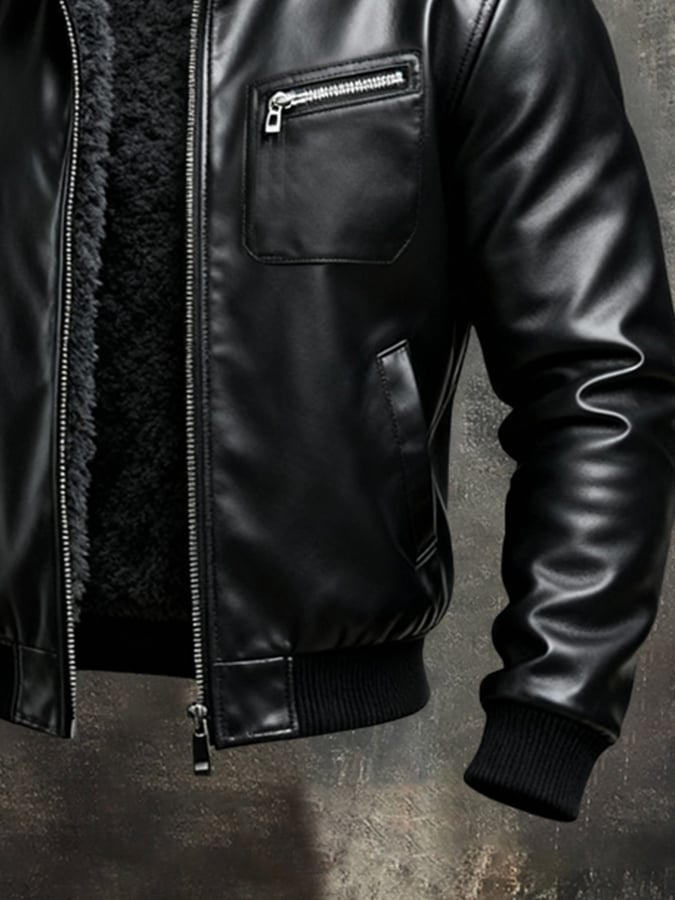 Sébastien | Veste Cuir Synthétique Doublée Sherpa
