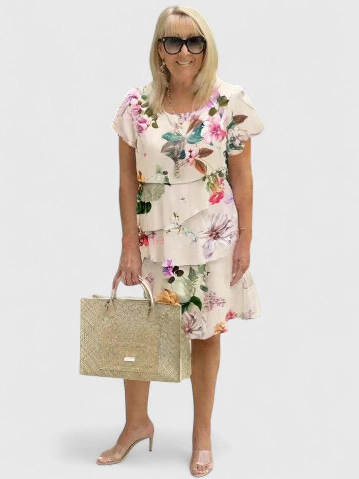 Rosalie | À Volants Floral Robe Mi-Longue