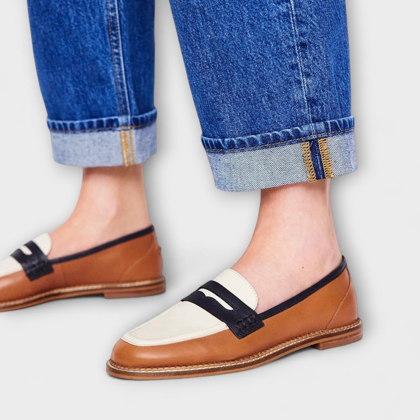 Gabrielle | Color-Block Round-Toe Mocassins