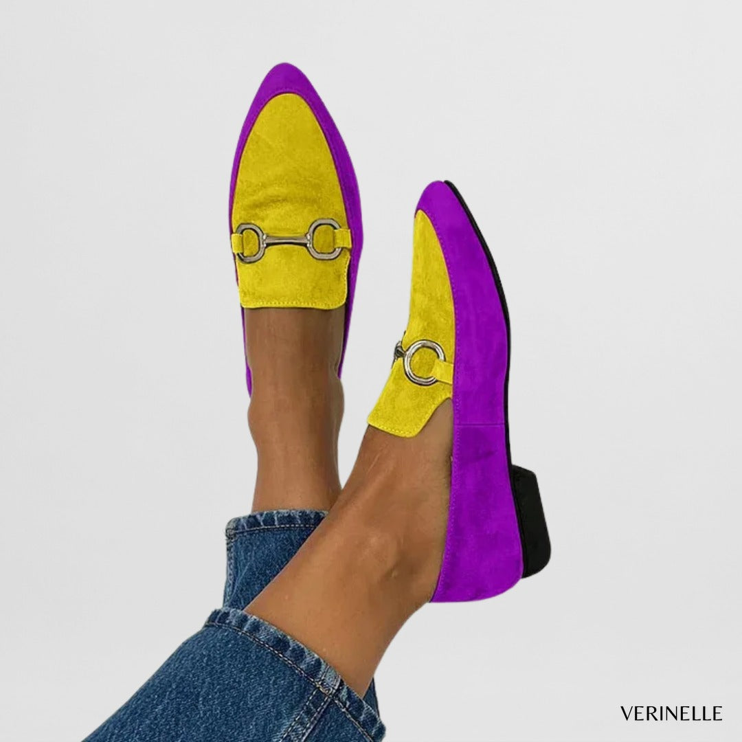 Cora | Color-Block Daim Mocassins