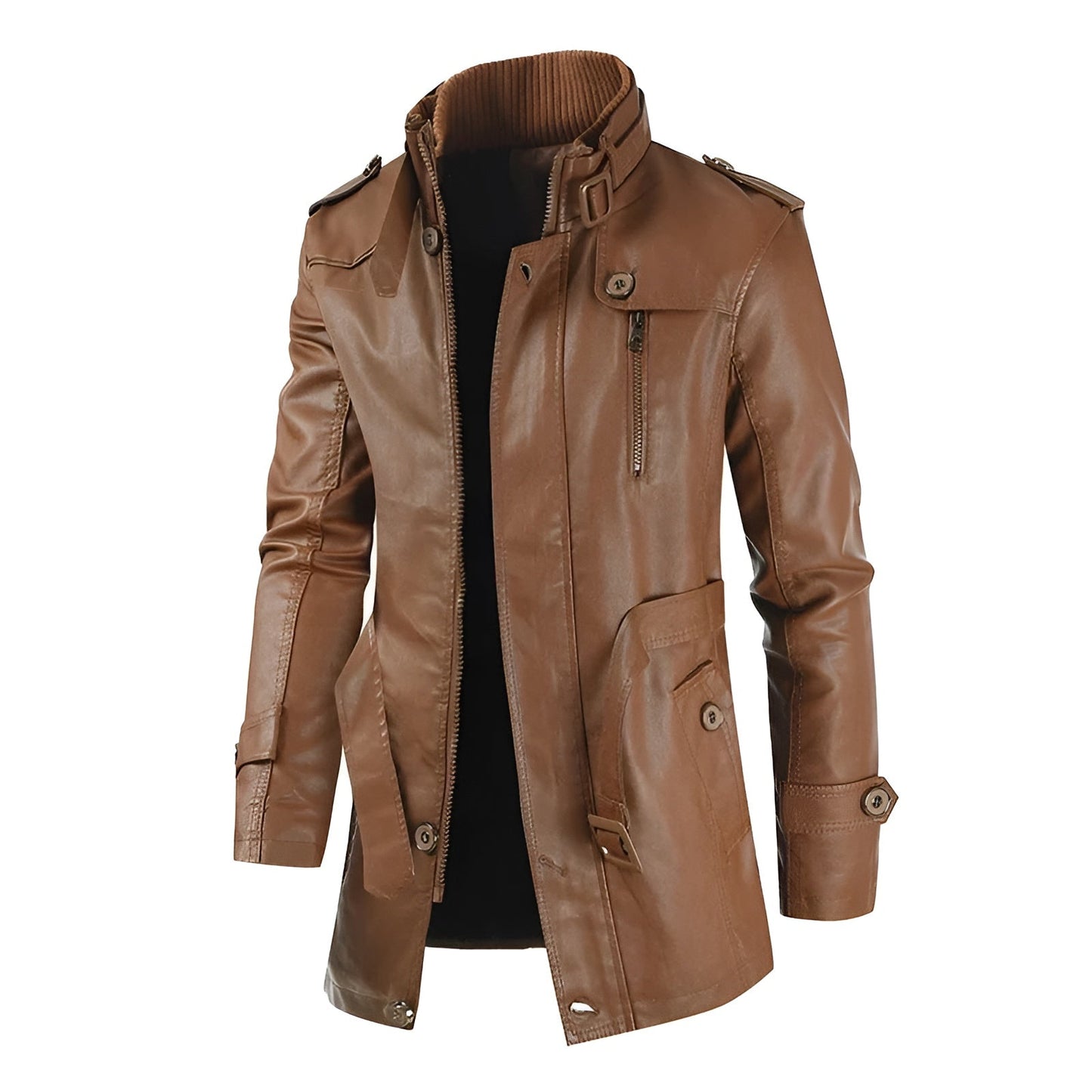 Romain | Manteau Long en Cuir Élégant