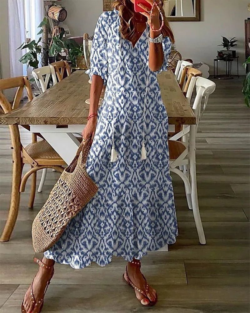 Isabella | Geometric Print Bohème Robe