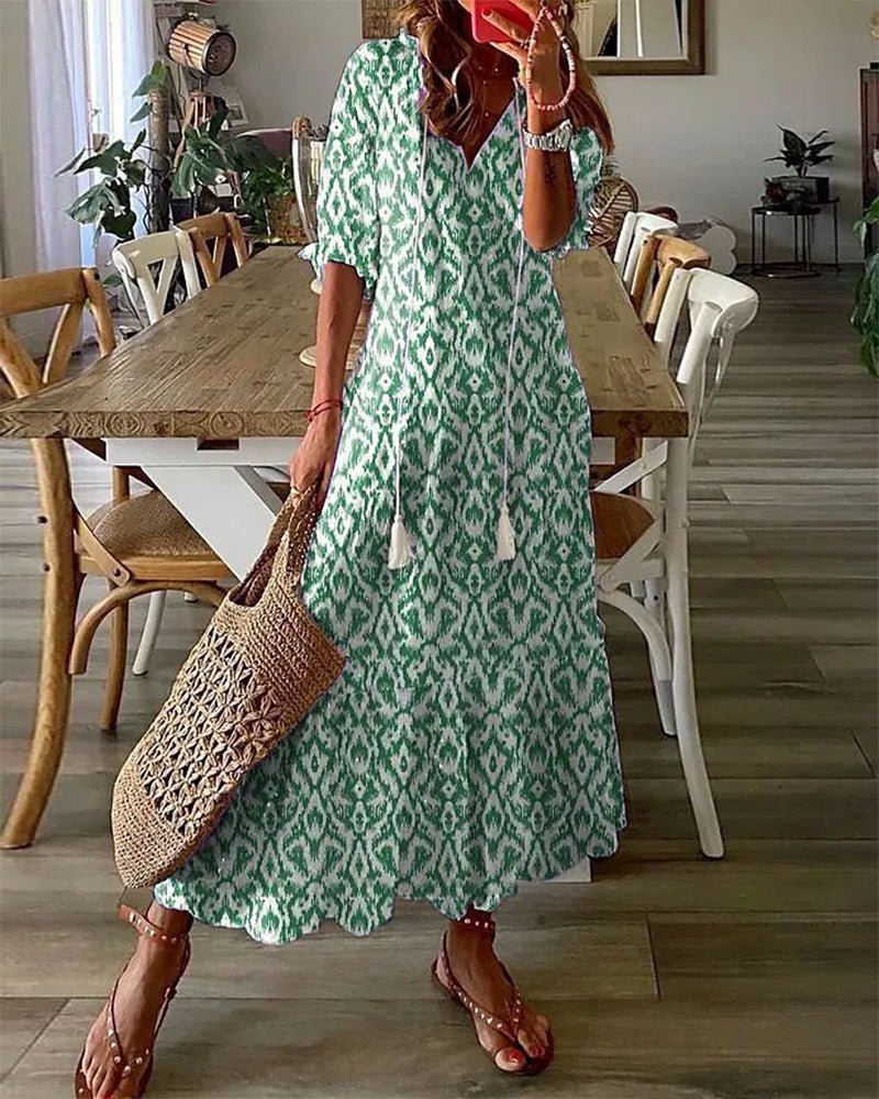 Isabella | Geometric Print Bohème Robe