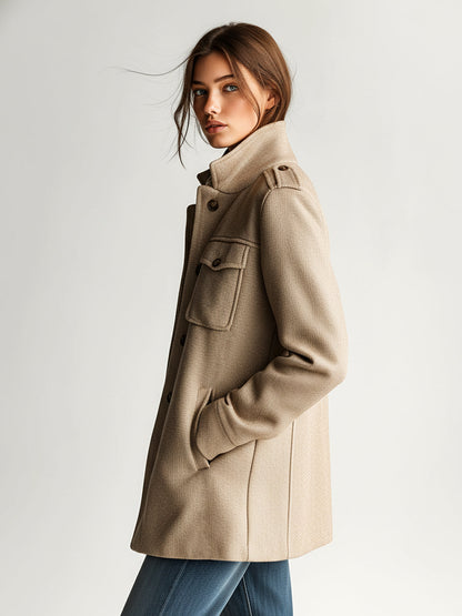 Manon | Manteau Court Militaire Kaki
