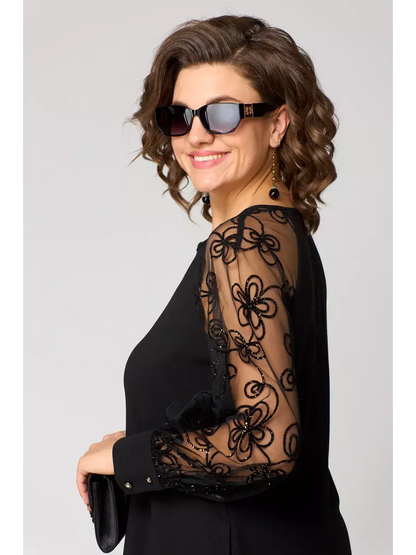 Isabella | Élégant Noir Dentelle Robe