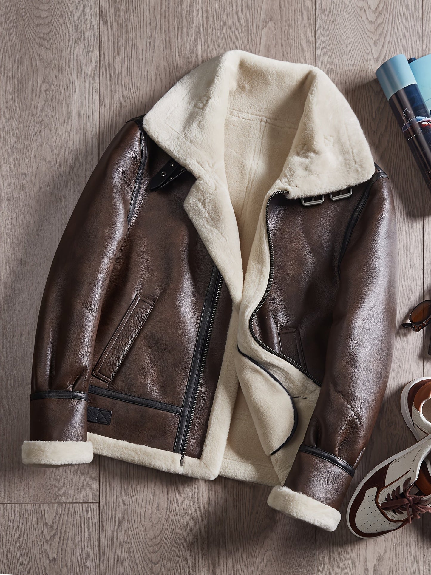 Clara | Blouson Aviateur en Cuir Doublé