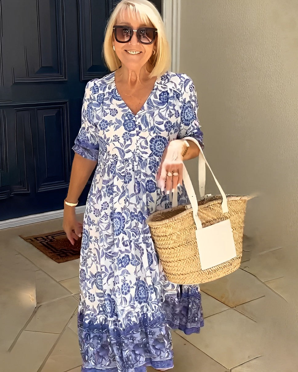 Aria | Floral Col en V Robe Longue