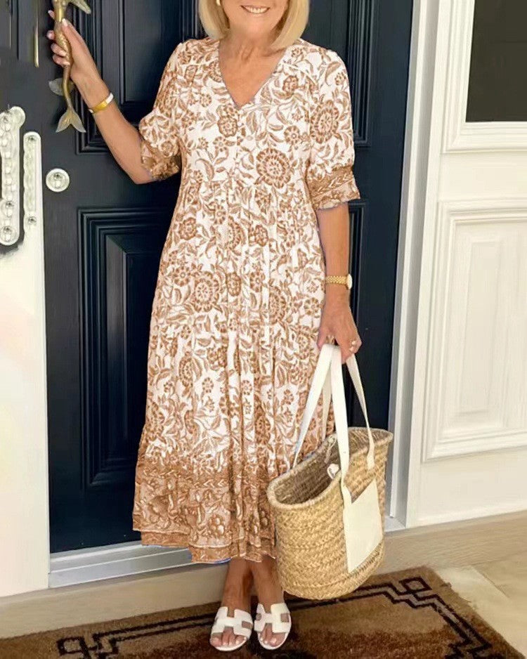 Aria | Floral Col en V Robe Longue
