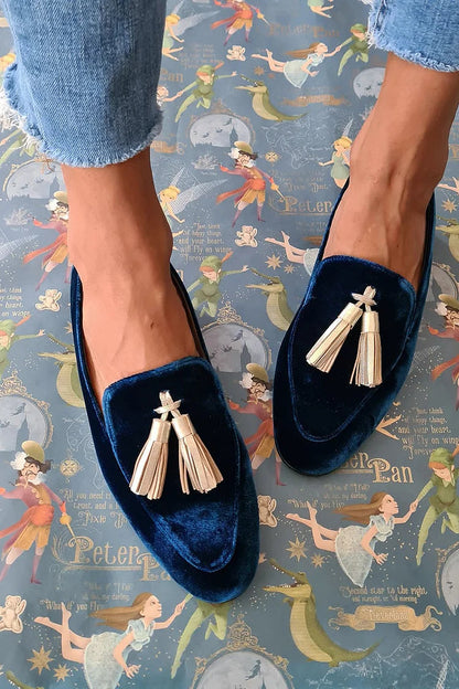 Celeste | Midnight Velours Tasseled Mocassins