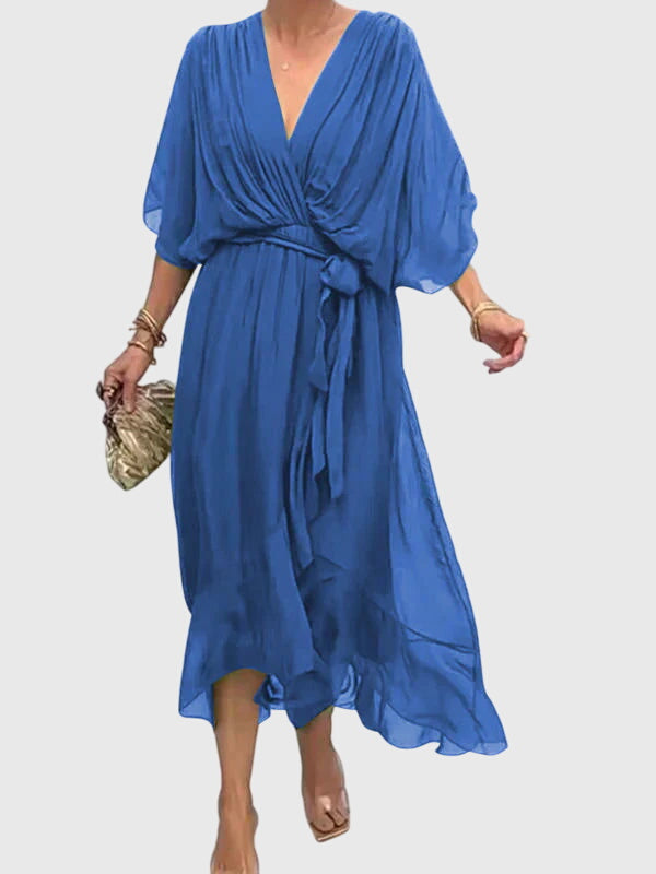 Arabella | Fluide Col en V Robe Mi-Longue