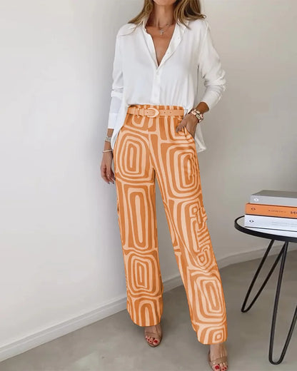 Margot | Ensemble Imprimé Géométrique avec Ceinture