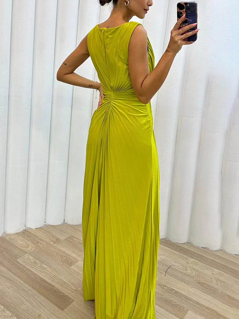 Celeste | Fluide Plissé Robe Longue