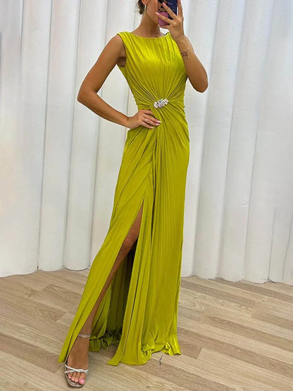 Celeste | Fluide Plissé Robe Longue