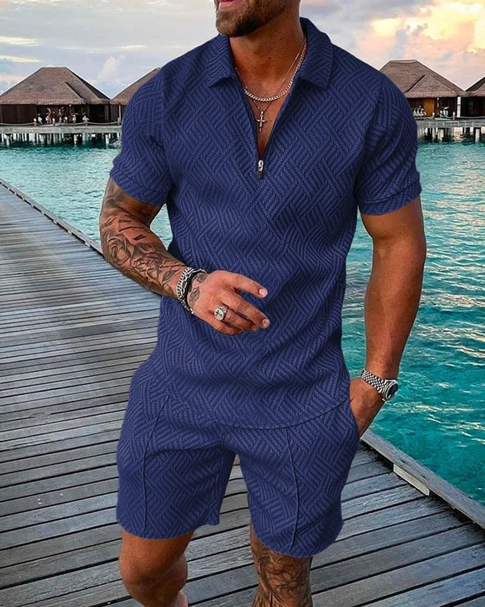 Océane | Ensemble Polo et Short Bleu Marine