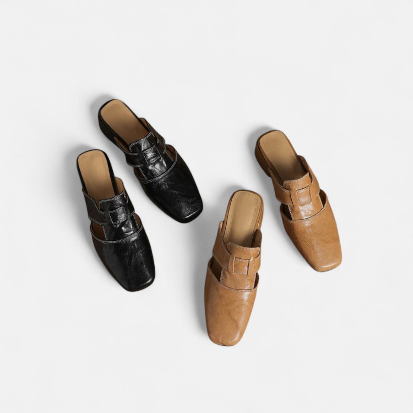 Margot | Cutout Cuir Talon Bloc Mules