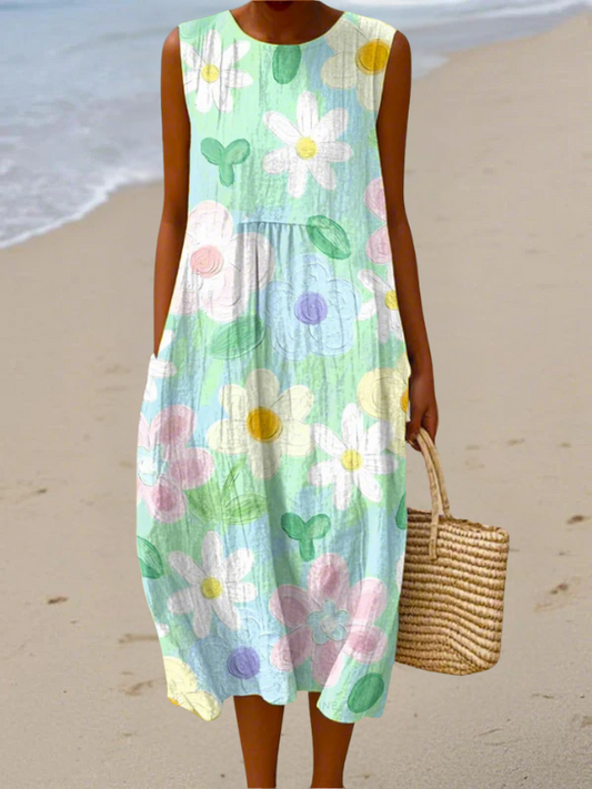 Sophia | Robe Midi Fleurie Pastel