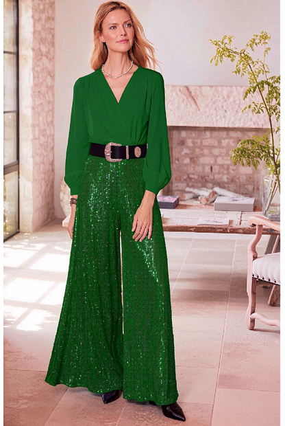 Evangeline | Sequined Jambes Larges Combinaison