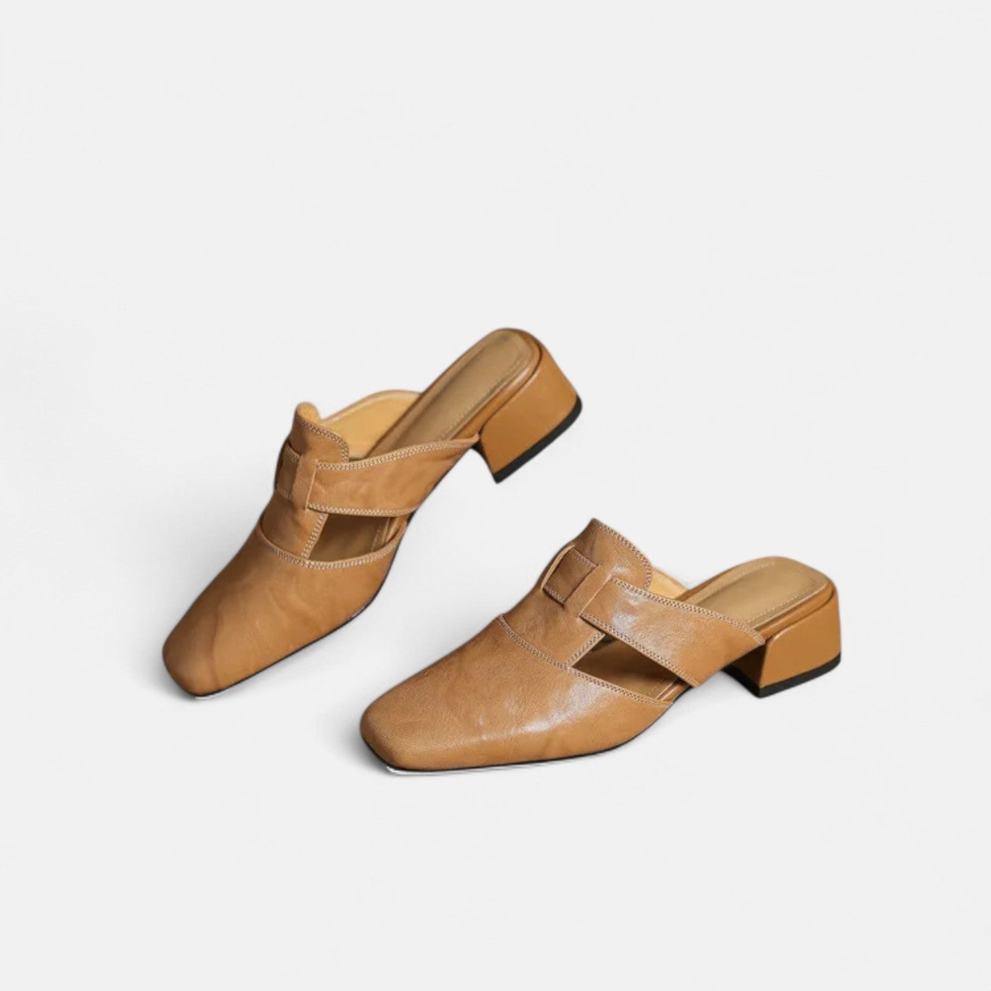 Margot | Cutout Cuir Talon Bloc Mules