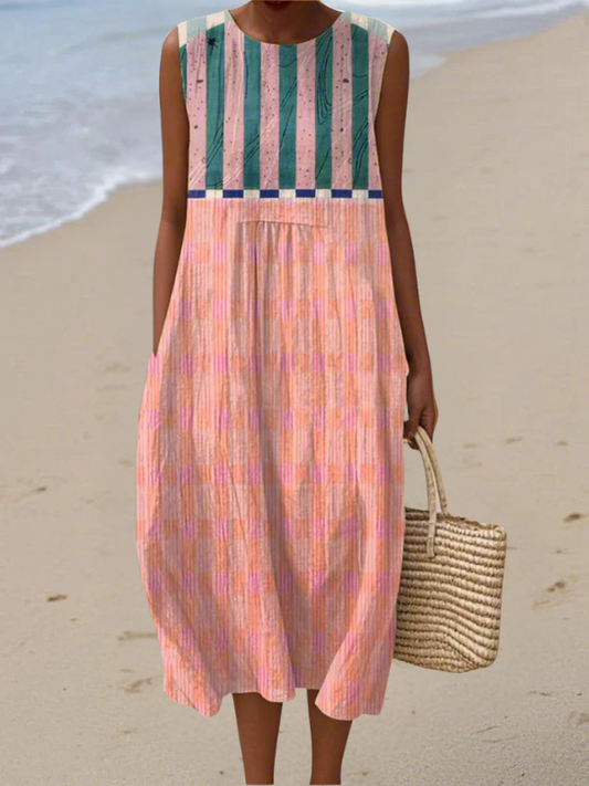 Juliette | Robe Midi Rayée Pastel