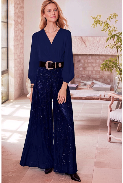 Evangeline | Sequined Jambes Larges Combinaison