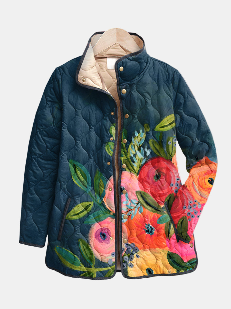 Léa | Veste Matelassée à Imprimé Floral Vintage