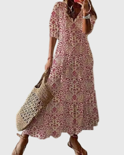 Delilah | Bohème Col en V Robe Longue