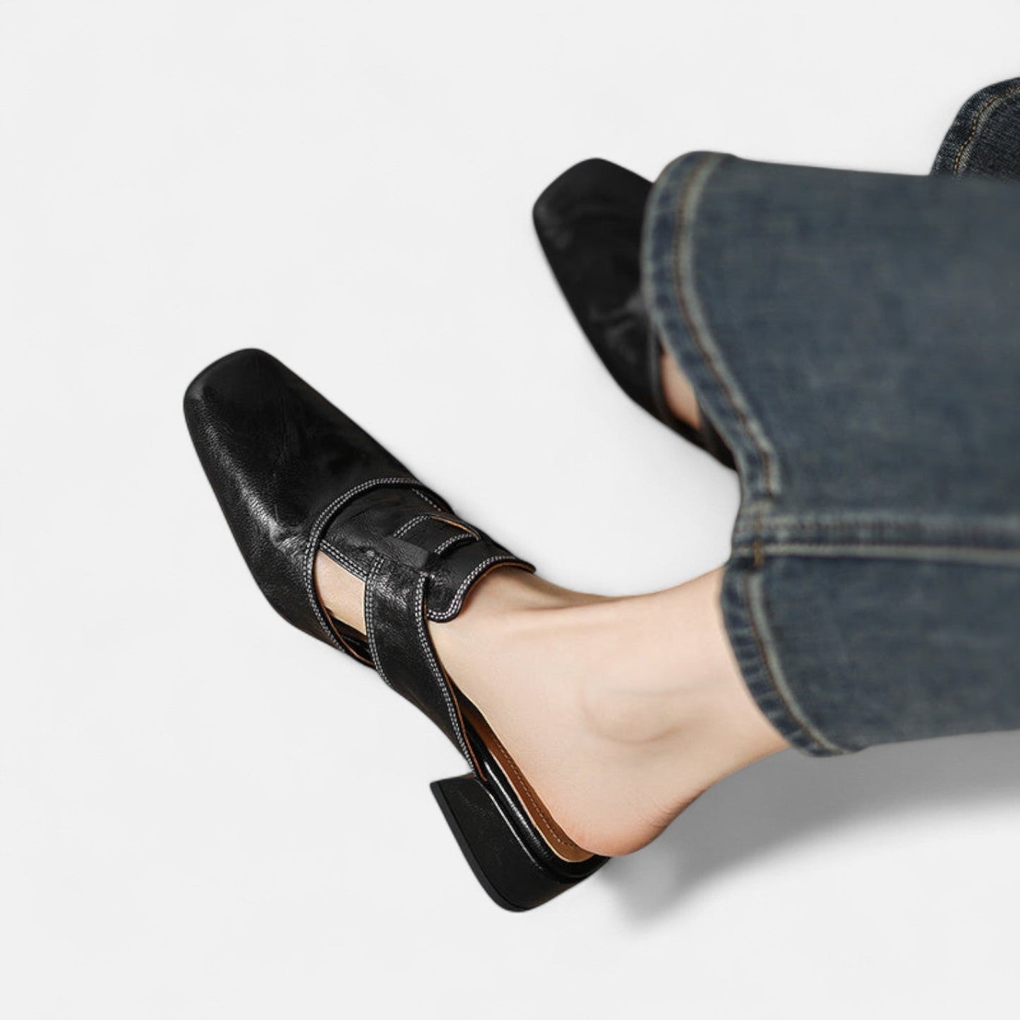 Margot | Cutout Cuir Talon Bloc Mules