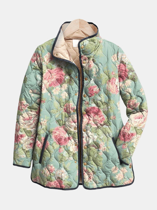 Aurore | Veste Matelassée à Motifs Floraux Rétro