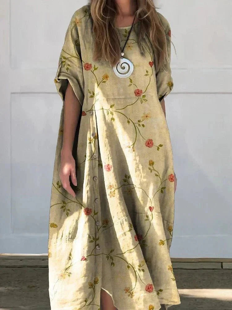 Camille | Luxe Lin-Blend Robe Mi-Longue