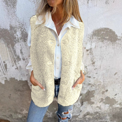 Chloé | Gilet Court Boutonné en Peluche