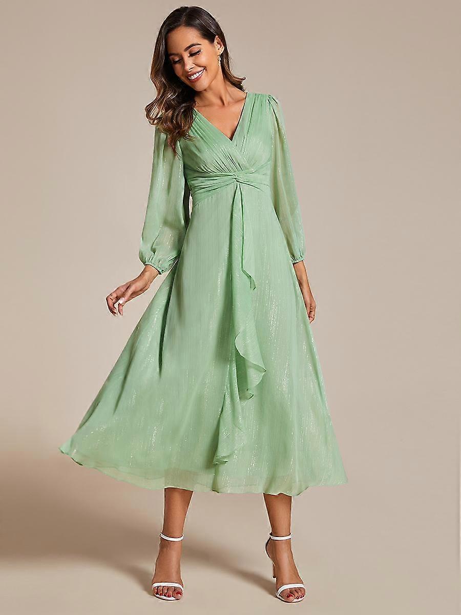 Celeste | Shimmer Chiffon Tea-Length Robe